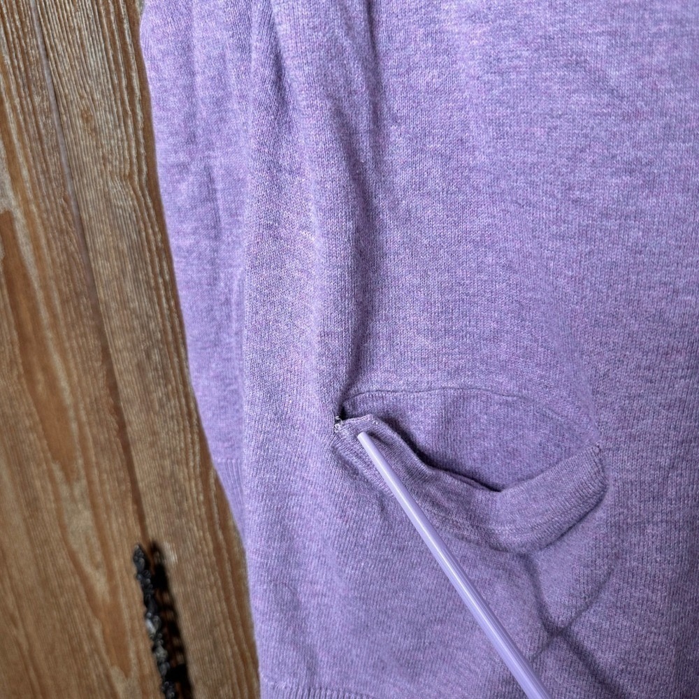 Eddie Bauer Womens Purple Cotton Cashmere V-Neck Button Cardigan Sweater Large - Picture 4 of 8